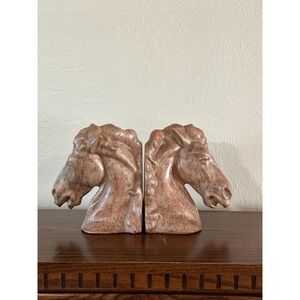 Vintage Pair of Ceramic Hobbyist Horse Head Bookends